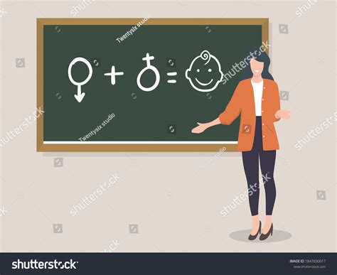 Woman Teacher Chalkboard Teaching Sex Education Stock Vector Royalty Free 1847690017