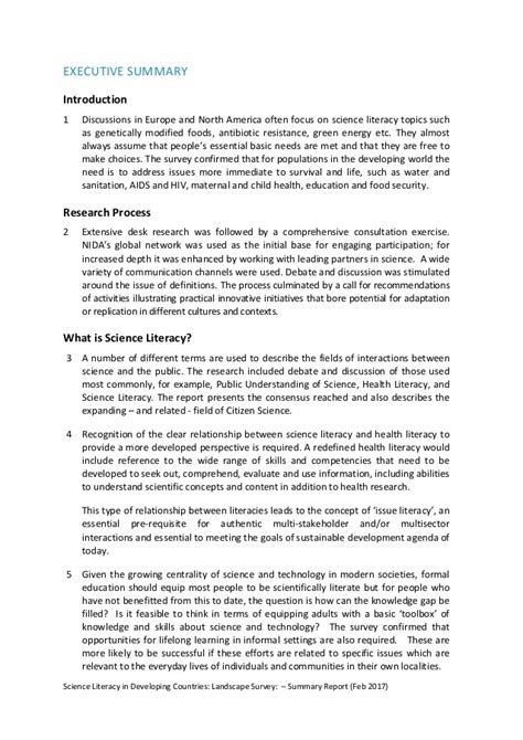Edit for completeness and accuracy. Landscape Survey of Science Literacy in Developing ...