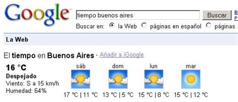 Temperatura y velocidad del viento en buenos aires. Saber el clima en Google - Info - Taringa!