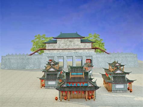 Ancient Chinese City 3d Model 3ds Max Files Free Download Modeling
