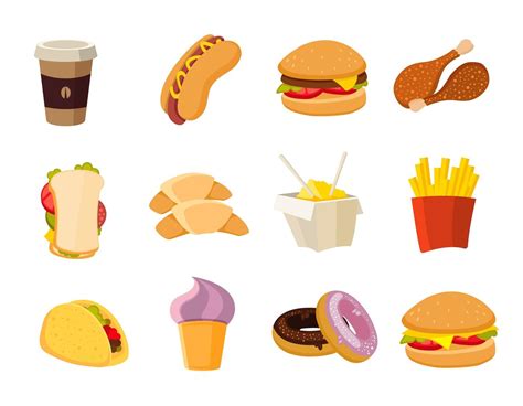 Vector Cartoon Fast Food Collection By Microvector Thehungryjpeg