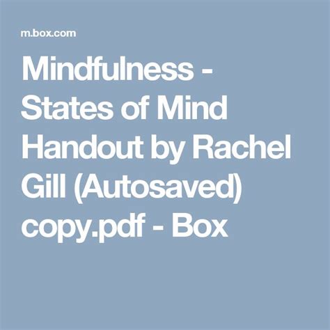Mindfulness States Of Mind Handout By Rachel Gill Autosaved Copy