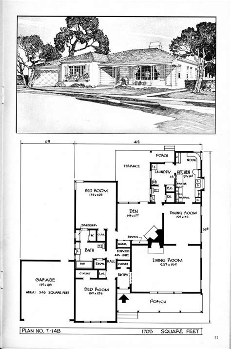 How about a modern ranch style house plan with an open floor plan? img201 in 2020 | Vintage house plans, House blueprints ...