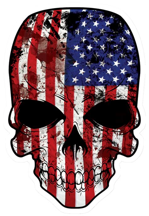 American Flag Skull Die Cut Bumper Sticker Decal Us Usa Patriotic Vinyl