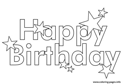Happy Birthday Text Coloring Page Printable