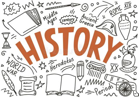 History Doodles With Lettering Stock Vector Illustration Of Study