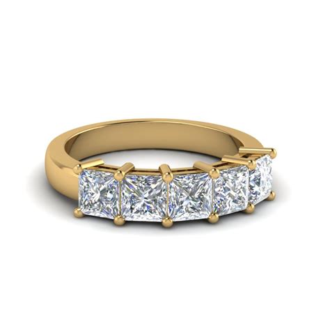 Princess Cut Five Stone Wedding Anniversary Ring 2 Ct In 14k Yellow