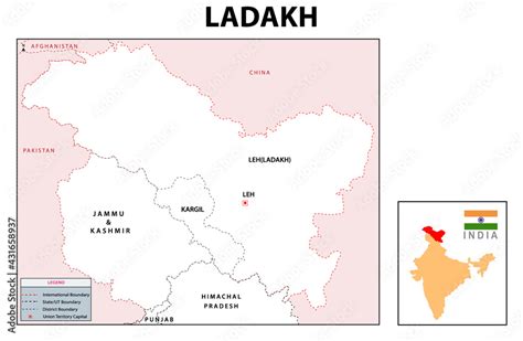 Fototapeta Ladakh Map Outline Map Of Ladakh Nagaland Administrative And Political Map Ladakh