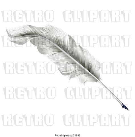 Vector Clip Art Of Retro White Plume Feather Quill Pen By