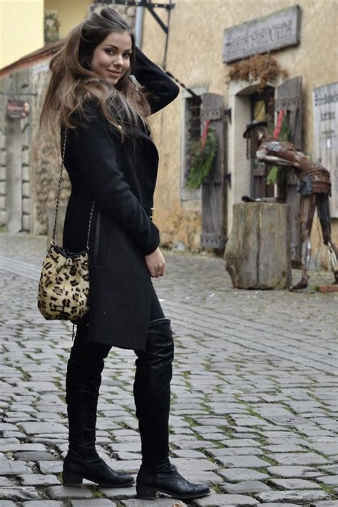 Denisa Dee Zara Black Coat Mango Leopard Bag Aldo Over The Knee