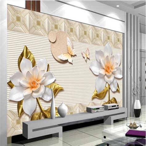 3d wallpaper embossed flowers butterfly love mural theme space living room bedroom tv background