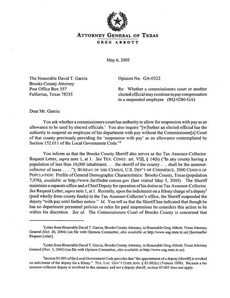 Texas Attorney General Opinion Ga 0322 Page 1 Of 7 The Portal To