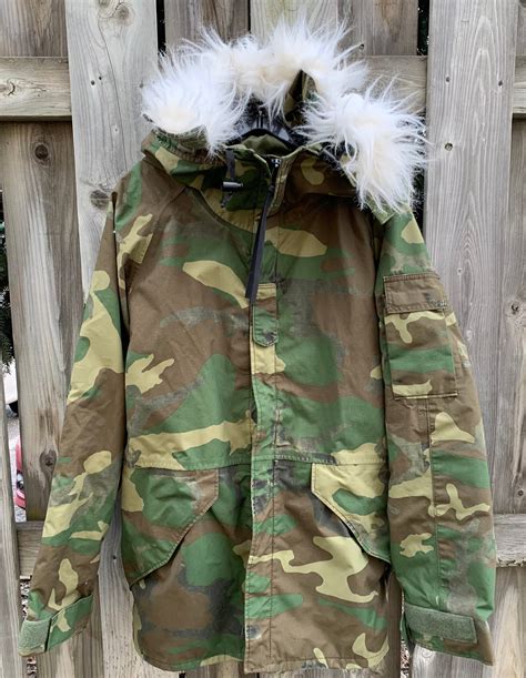 Usa Army Military Woodland Camo Cold Weather Parka Coat M Regular