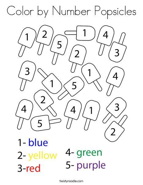 Color By Number Popsicles Coloring Page Twisty Noodle Math