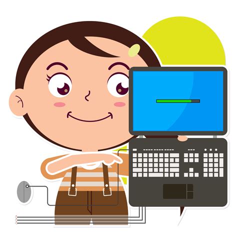 Free Girl Playing Computer Cartoon Cute 16587295 Png With Transparent