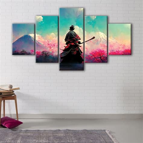 Samurai Cherry Blossom Wall Art Canvas Art Bay