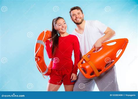 Lifeguards On Duty With Equipment Stock Photo Image Of Assistance