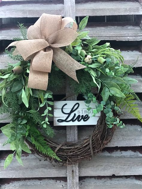 Everyday Wreath Live Simply Wreath Everyday Pod And Burlap Etsy
