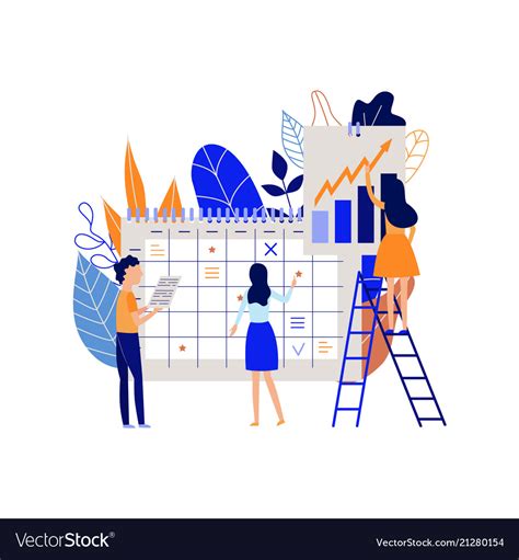 Planning And Organizing Work Process With People Vector Image