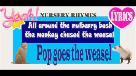 Pop Goes The Weasel Song With Lyrics For Babies Nursery Rhymes Youtube