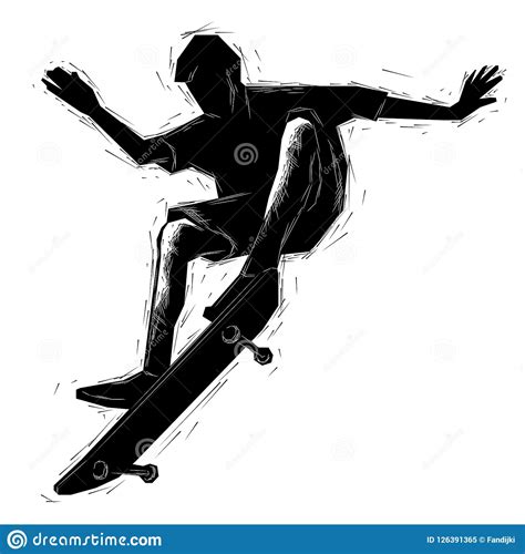 Skateboarding Del Dibujo Del Vector Ilustración Del Vector