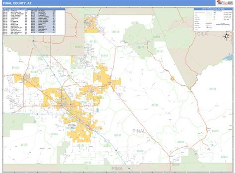 Pinal County Arizona Zip Code Wall Map