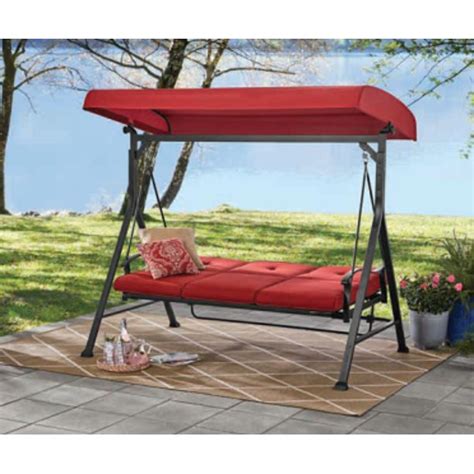 Mainstays Belden Park 3 Person Steel Porch Swing Blueblack Walmart