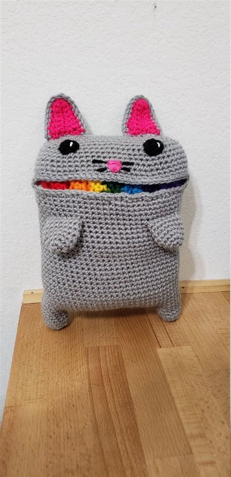 Rainbow Barf Cat Scarf Nyan Cat Crochet Made To Order Handmade