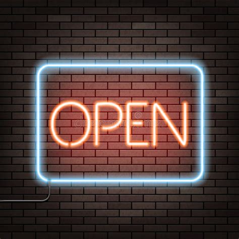 Neon Sign With The Word Open Stock Vector Illustration Of Light