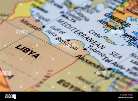Close Up On The Country Of Libya On A World Map Stock Photo 166574638