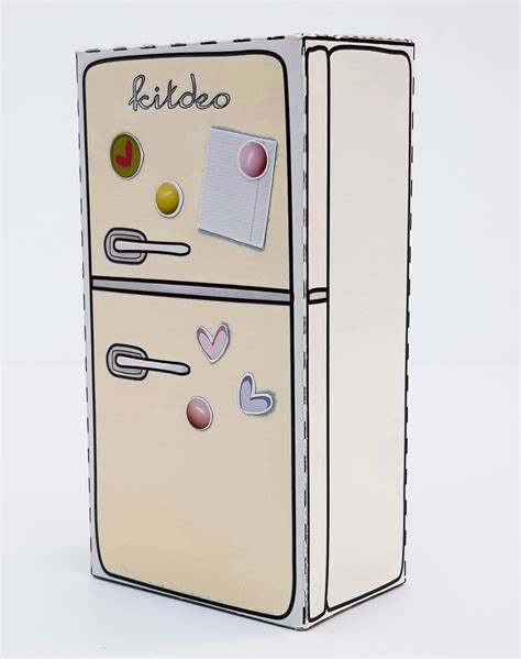 Diy 3d Vintage Refrigerator Papercraft Kit Cutest Miniature Etsy