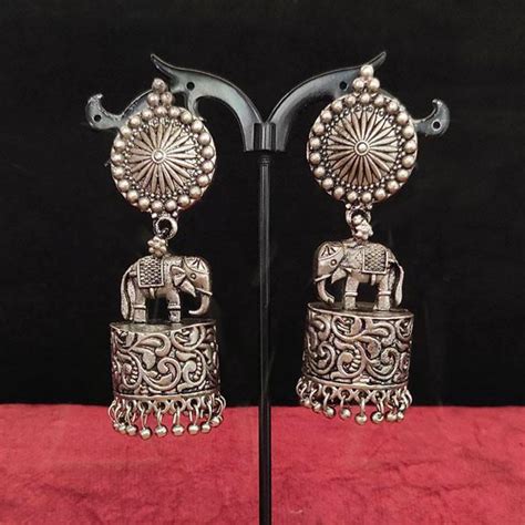 Oxidized Silver Color Brass Copper Metal Alloy Metal Earrings 1698442