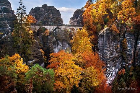 Bastei Bridge In Autumn Time Saxon Switzerland By Jennyrainbow