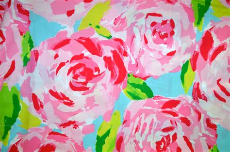 Lilly Pulitzer Fabric Hotty Pink First Impression Roses In