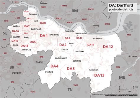 Map Of Da Postcode Districts Dartford Maproom