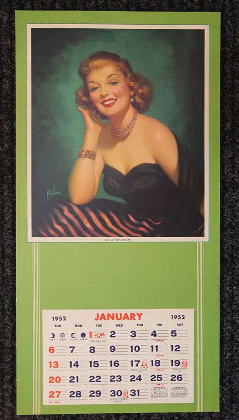 NICE Vintage 1952 PINUP Calendar Salesman Sample Page By Art | Etsy