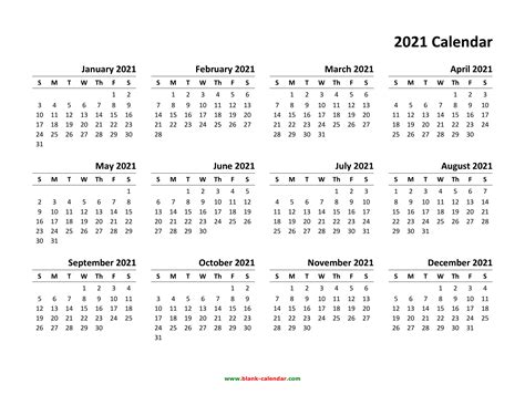 Keep organized with printable calendar templates for any occasion. Yearly Calendar 2021 | Free Download and Print