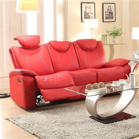 Homelegance Talbot Modern Red Faux Leather Reclining Sofa In The