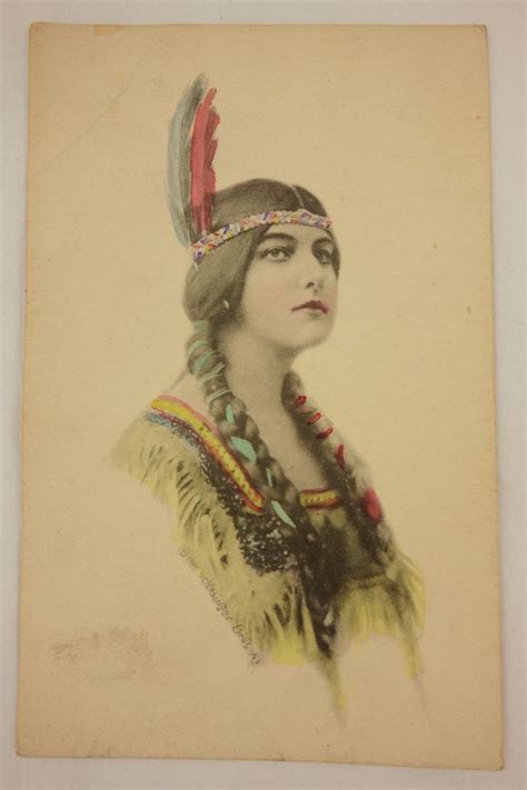 Antique Native American Indian Maiden Printed Postcard 1911 Schlesinger