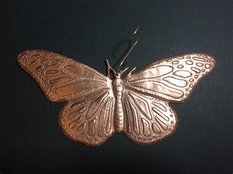 Handcrafted Pure Hammered Copper Hanging Butterfly 8x3 12