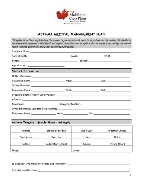 Asthma Medical Management Plan Templates At