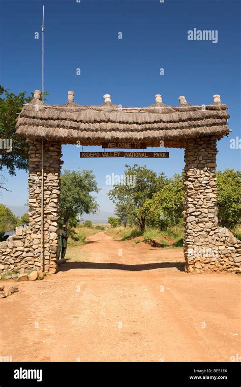 Entrance Gate To Kidepo Valley National Park In Northern Uganda Stock