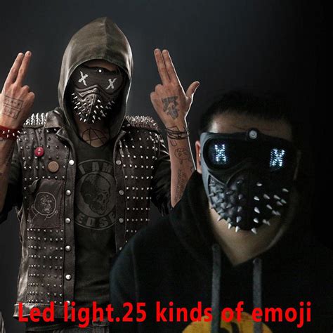 25 Emoji Led Light Faces Watch Dogs 2 Mask Marcus Wrench Rivet