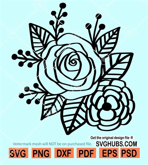 Rose Flower SVG Floral Decoration SVG Roses Template SVG Rose Wreath Svg Flowers SVG Flower