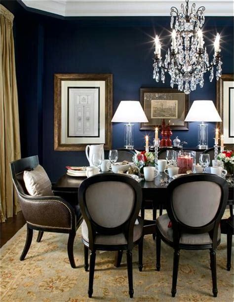 Navy And Lucite Traditional Dining Rooms Dining Room Navy Dining