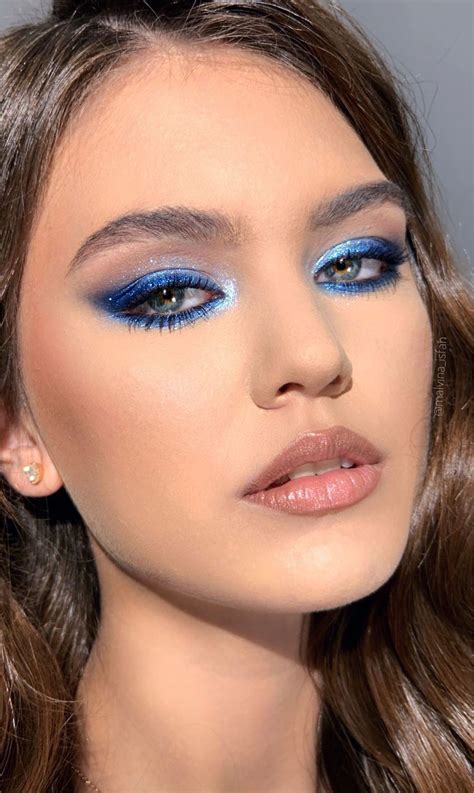 Blue Makeup By Malvina Isfan Colorful Eye Makeup Blue Eyeliner Makeup Cheer Makeup