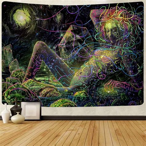 Comprar Simsant Psychedelic Tapestry Abstract Nude Girl Hippie Flowers
