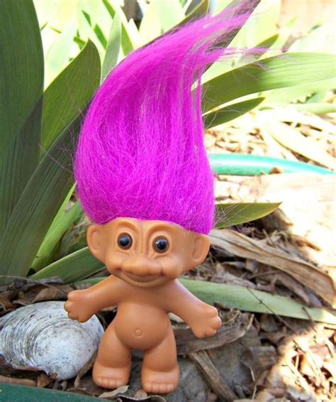 Vintage Toy 1992 Russ Troll Doll Purple Flame Hair Naked Doll 3 Inch