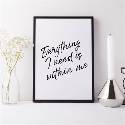 Everything I Need Is Within Me Quote Art Print Mantra Moon