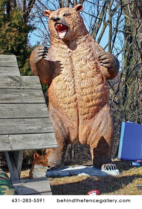 Roaring Standing Grizzly Bear Life Size Statue Roaring Standing Grizzly